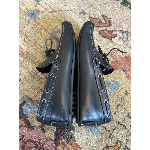 Vera Gomma 43 Sz 10 Driving Loafers Dress Moccasins Pull On Black Leather Italy - Picture 9 of 11